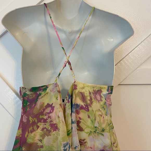 BCBGMaxAzria Multicolor Floral Printed Sleeveless Strappy Back Mini Dress Sz S - Picture 5 of 8